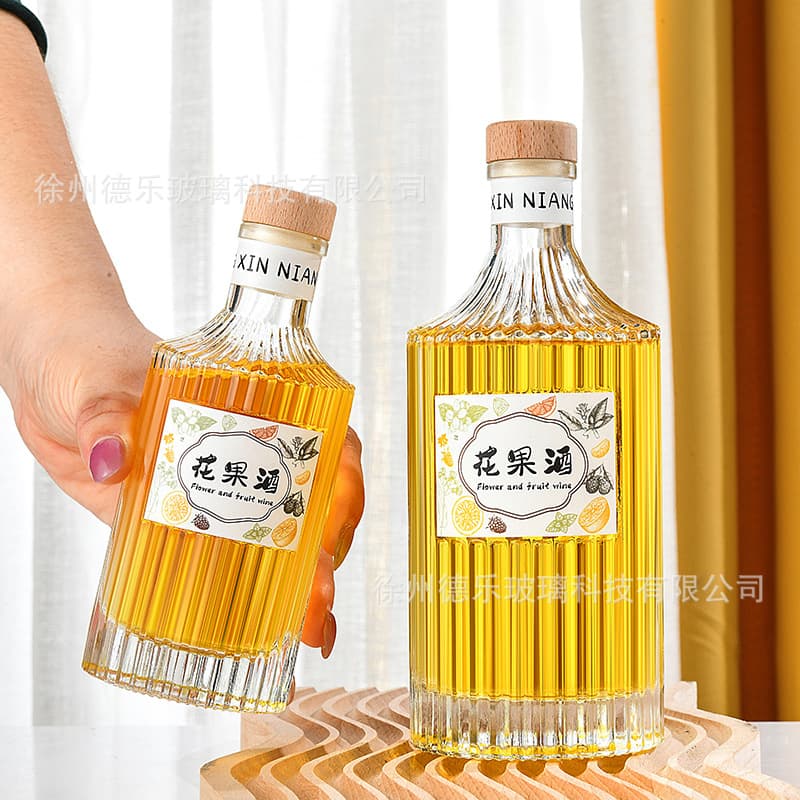 Transparent Frosted Wine Bottle Empty Bottle for Fruit Wine Brewing Self-Brewed Liquor Special Glass Bottle Sealed Baijiu Dispenser Bottle Small Bottle