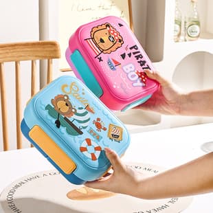 Kids Stainless Steel Portable Lunch Box, Creative Cartoon Divided Food Container for Separating Rice and Dishes, Student Thermal Lunch Box Factory