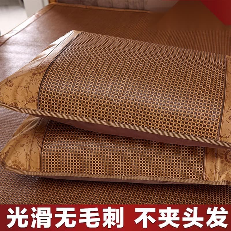 Summer Cool Pillowcase Set, Ice Silk Single Pair, 2025 New Bamboo Mat Rattan Pillowcase