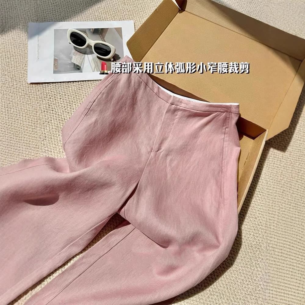No D Recommended! Relaxed Fit Design Narrow Linen Pants Breathable Cool Old Money Style Suit Trousers