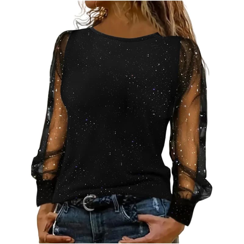 2024 European and American New Long Sleeve Loose Round Neck Casual T-Shirt Top