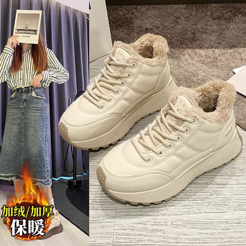 Autumn and winter outdoor velvet high-top thick-soled versatile and fashionable women's sports forrest shoes, comfortable and warm women's casual shoes