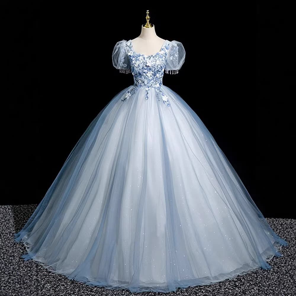 Evening dress blue forest niche vocal music test performance tutu skirt super fairy banquet host adult ceremony dress for women