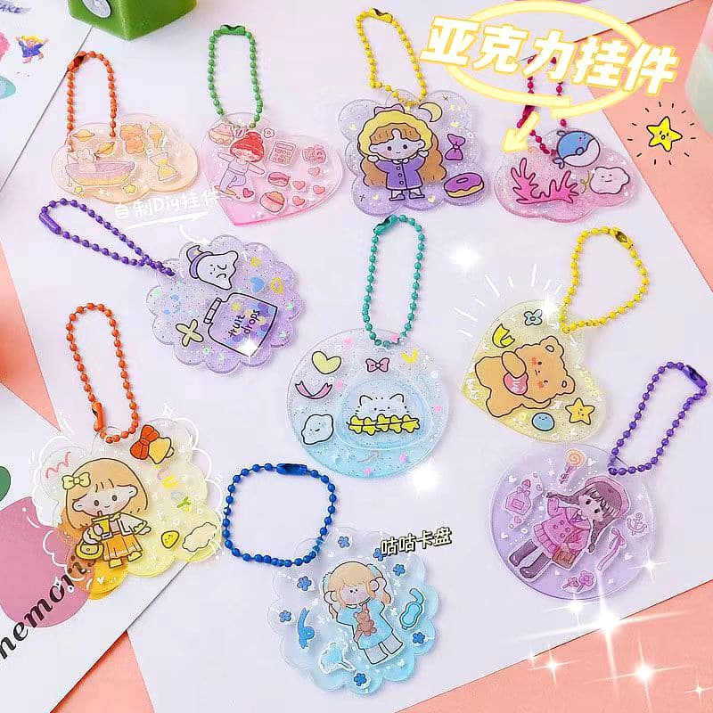 Acrylic Guka Disk Manufacturer Wholesale DIY Keychain Pendants Transparent Gradient Glitter Holographic Guka Disk