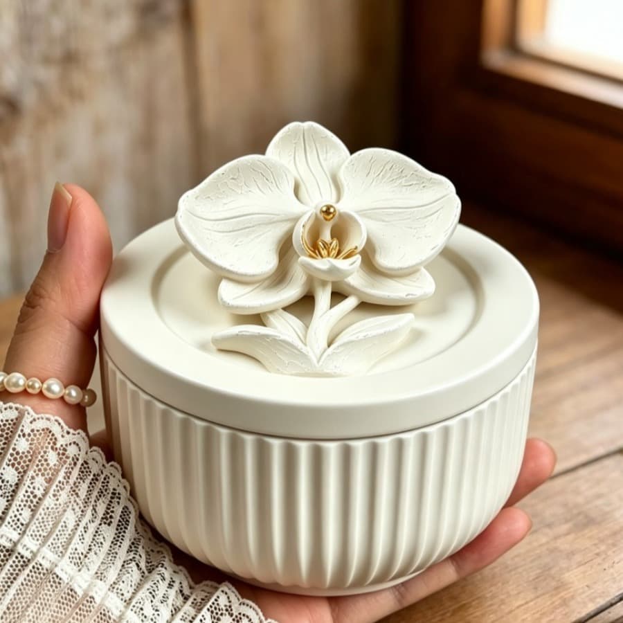 Phalaenopsis Orchid Lid Storage Jar Silicone Mold DIY Aromatherapy Jar Epoxy Resin Ornament Mold 2-Piece Set