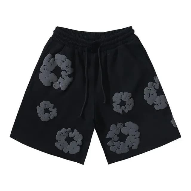 Cross-border European and American trendy hip-hop foam print short sleeve T-shirt and shorts casual suit loose sportswear set ready to ship