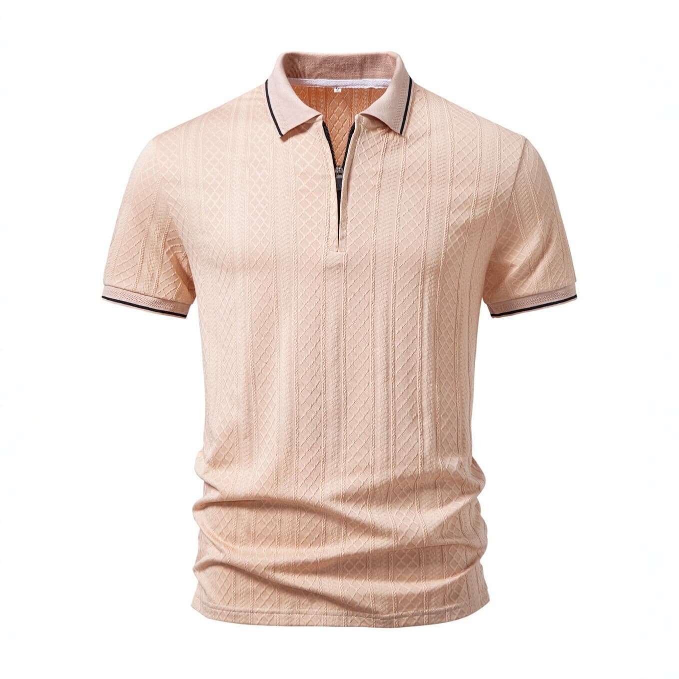 2026 Summer Men's New Polo Shirt Lapel Zipper Short Sleeve Textured Casual Fashion Men's Clothing