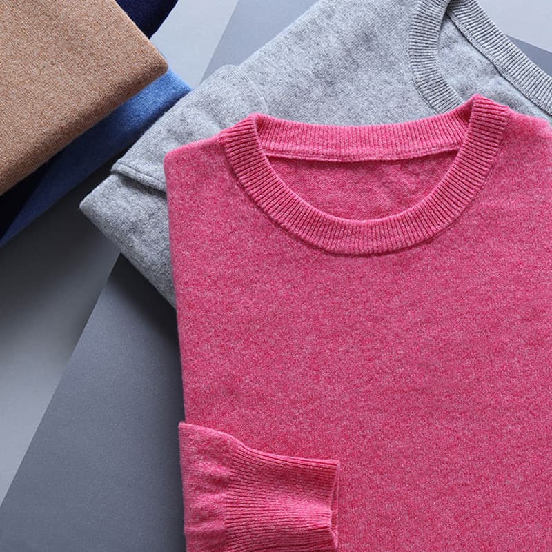 Autumn/Winter Plus Size Round Neck Knit Base Layer Loose Pullover Long Sleeve Sweater Solid Color Men's Sweater for Middle-Aged Gentlemen