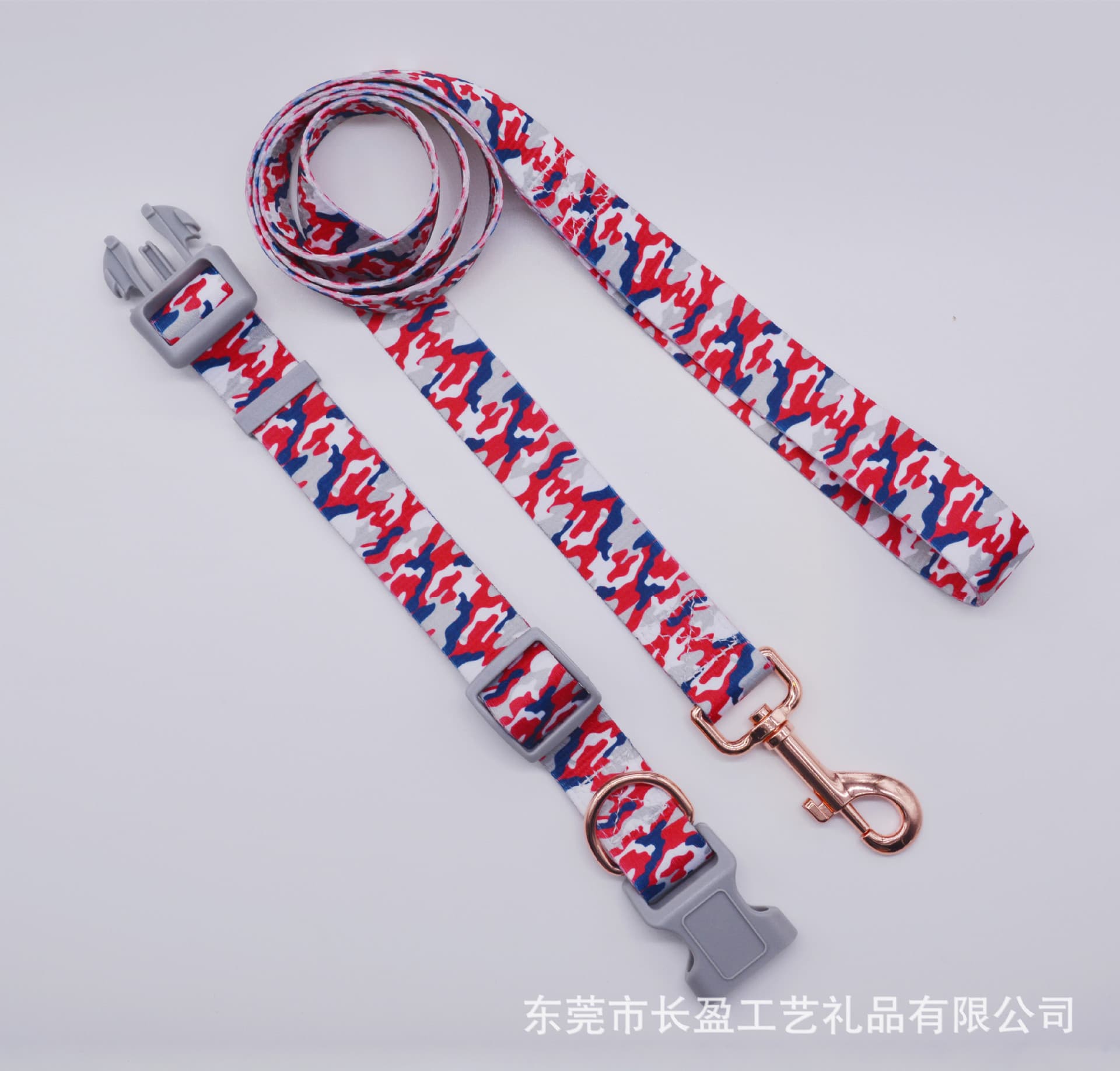 Wholesale Polyester Heat Transfer Digital Printing Camouflage Pet Dog Collar Leash Harness Set