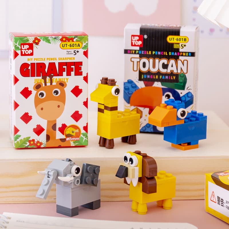 Creative Cartoon Children's Educational DIY Building Block Toy Pencil Sharpener, Student Prize Learning Stationery, Wholesale