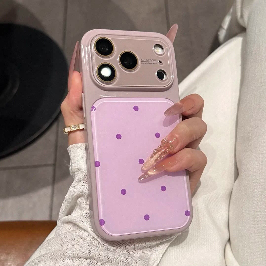 New Polka Dot Large Window Phone Case Compatible with iPhone 17 Pro Max, Simple 3D Full-Cover Case for Apple 16, 15, and 14
