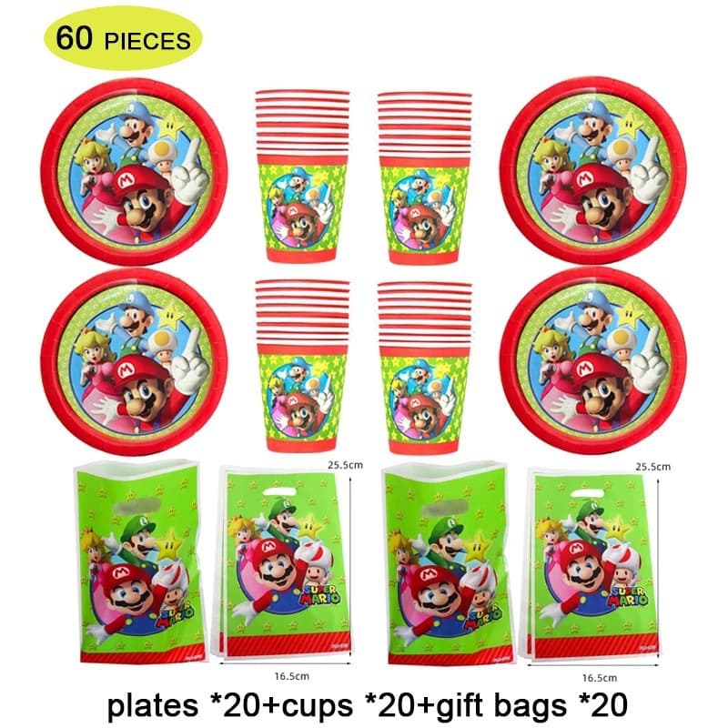 Spot Mario theme party set Mary children's birthday decoration disposable party paper plate cup balloon