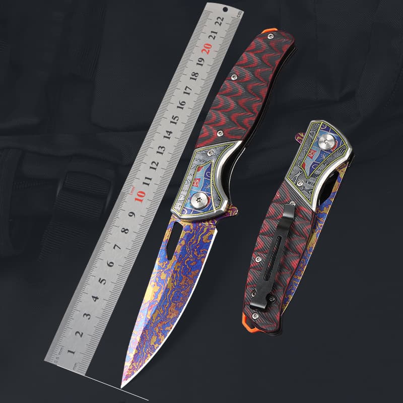 Cross-Border Supply Outdoor Knife 3D Pattern Portable Folding Knife Fruit Knife Camping Pocket Knife Self-Defense Folding Knife Gift Knife