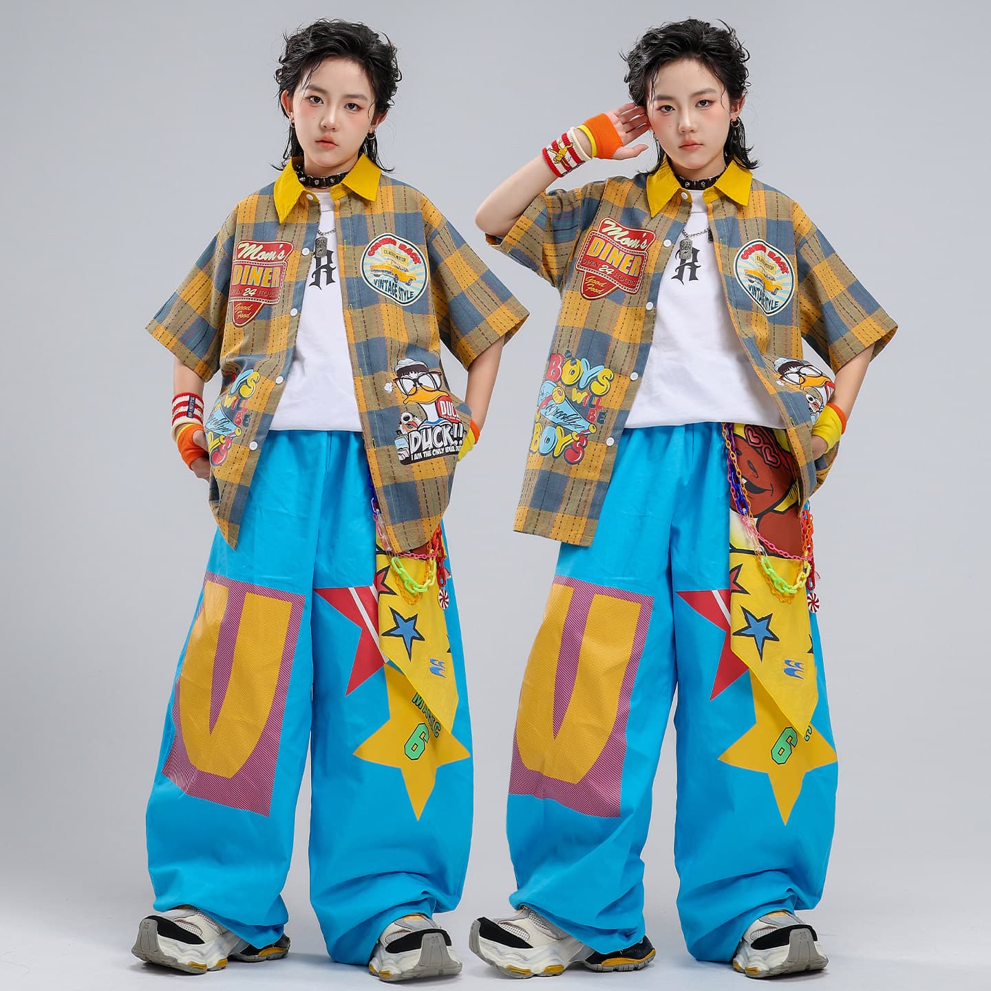 Kids Hip Hop Dance Wear, American Street Style Shirt Performance Suit for Boys