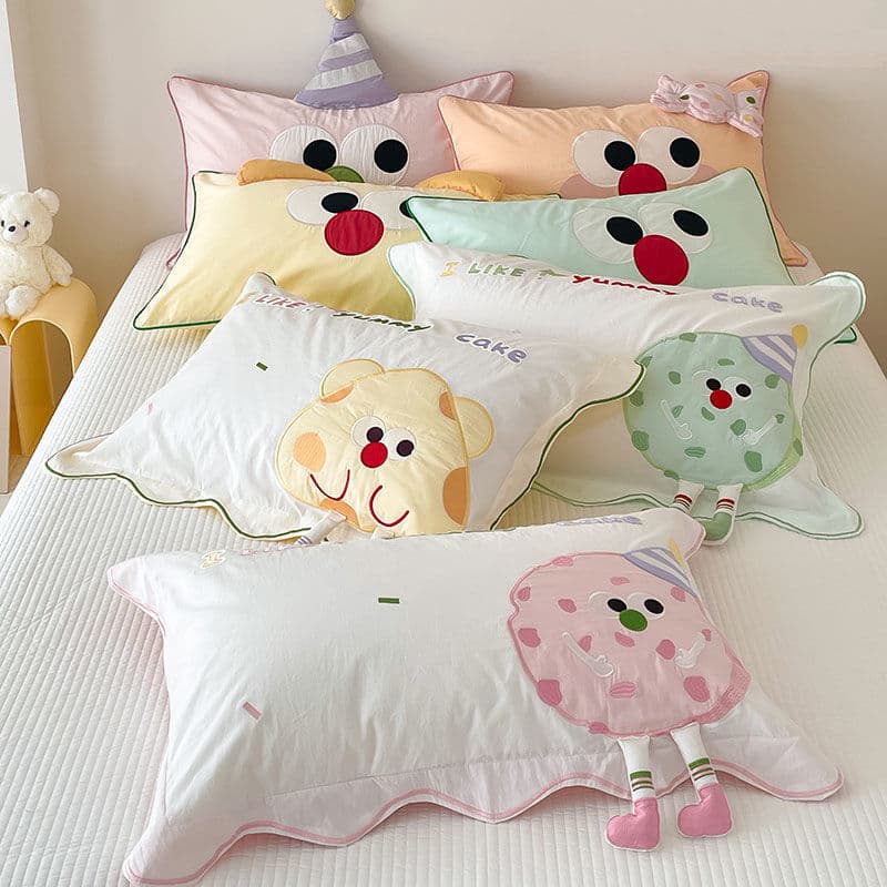 Cartoon princess style 100% cotton washed cotton single pillowcase, cute children's pillowcase, 48x74cm, adult pair.