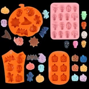 DIY Halloween Ghost Pumpkin Tombstone Bat Baking Mold, Chocolate Mold Fondant Cake Decorating Silicone Mold