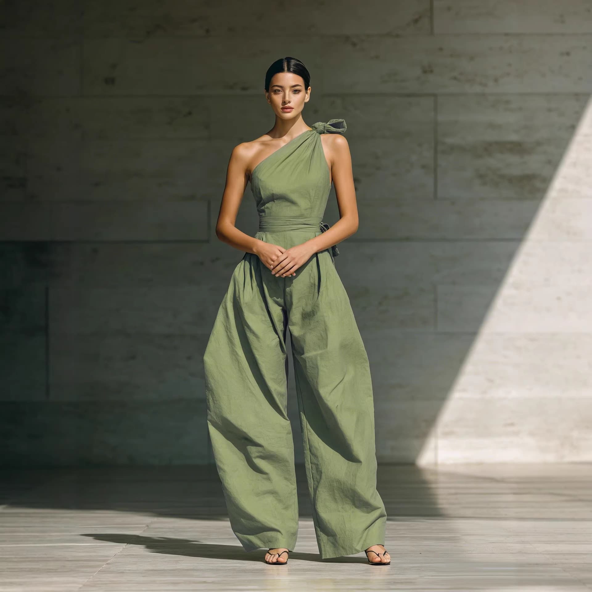 Cross-border Independent Station 2026 European and American Women's Summer Loose Sleeveless Off-shoulder Waist-cinching Jumpsuit Vacation Style Jumpsuit