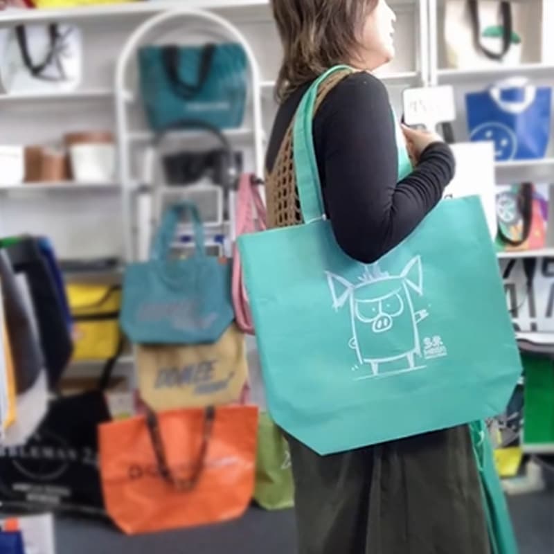 Foreign trade Yudan Lixin cloth shoulder bag manufacturer exports RPET double layer laminated group building bag extra strong Lixin cloth bag