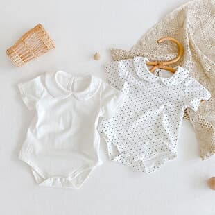 Baby Clothes Summer Thin Girl Baby Princess Peter Pan Collar Romper 3-6 Months Bodysuit Newborn Crawling Suit