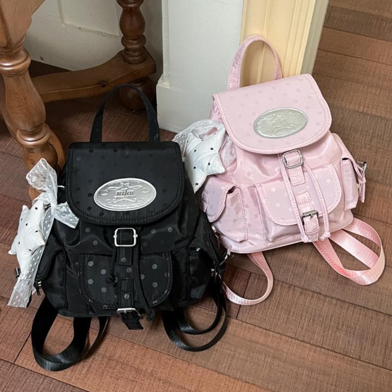 Niche Exquisite Polka Dot Backpack for Women 2026 Summer New Lightweight Korean-Style Large Capacity Bucket Bag