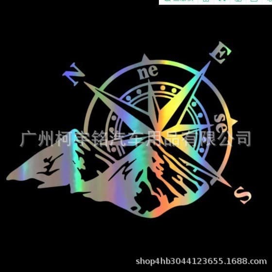Overseas Cross-border Decorative Sticker Compass Car Decal Reflective Body Sticker Direction Indicator Rear Window Car Sticker In Stock