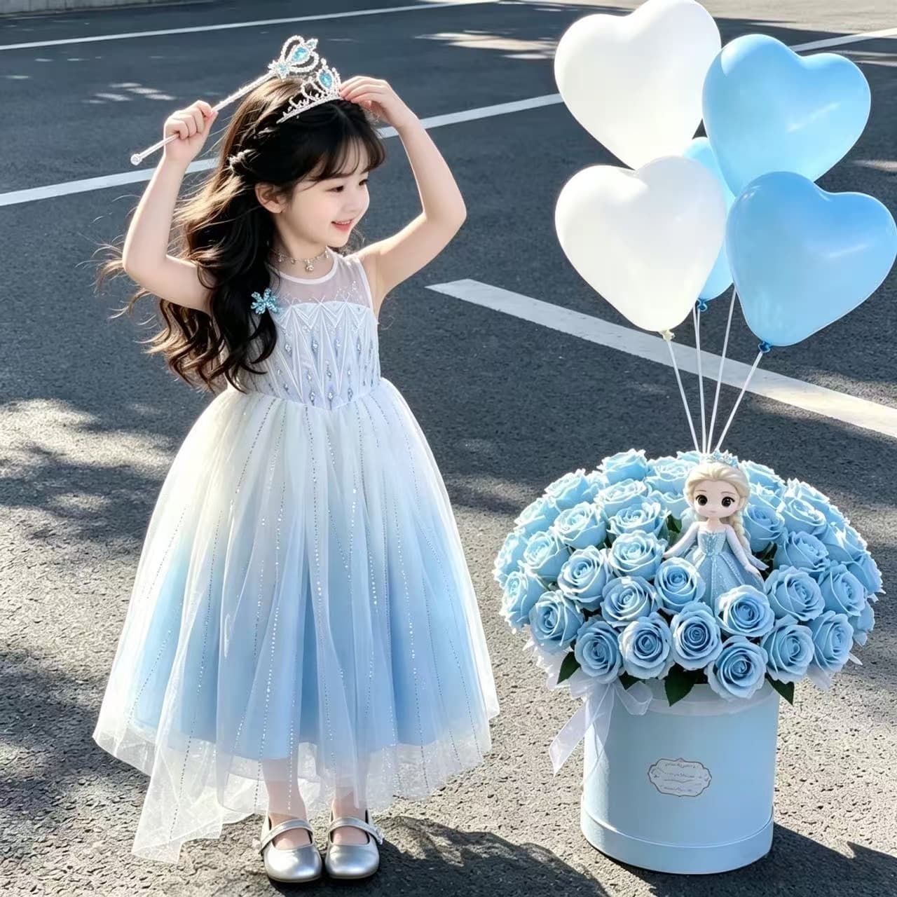 Children's Day Elsa Princess Dress Girls' Sleeveless Sequined Gradient Gauze Dress Birthday Performance Dress Puffy Skirt