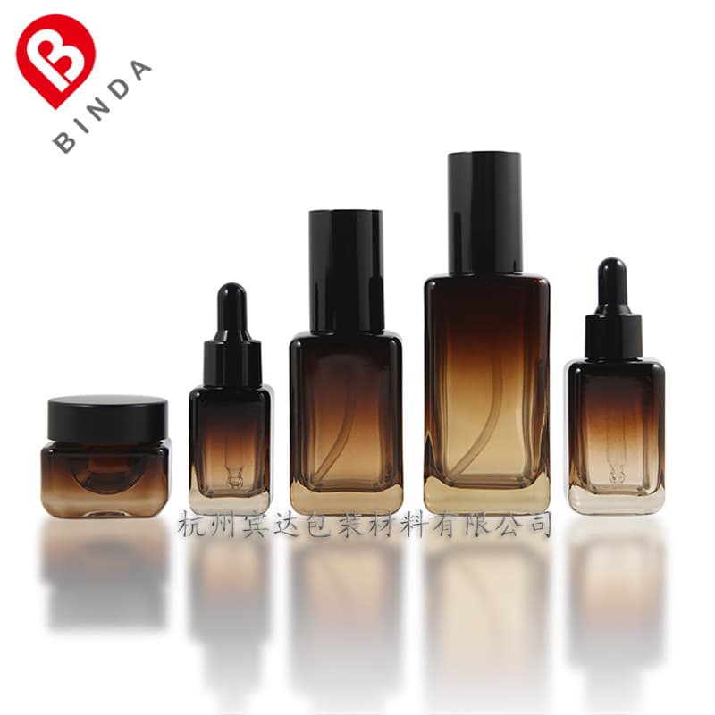 Glass Light-Blocking Thick-Bottom Square Bottle for Skincare, Eye Cream, Essential Oil, Serum, Lotion, Emulsion - Refillable with Screw Cap, Press Pump, Spray, or Dropper