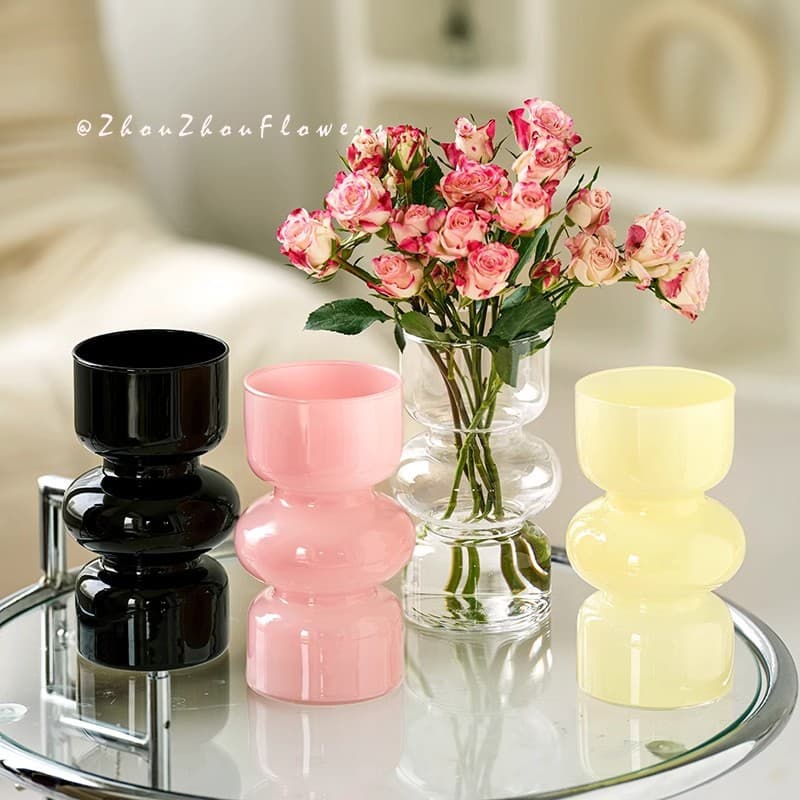 New Glass Vase Black Color Transparent Flower Arrangement Decoration Simple High-End Home Decor Accessories High Appearance