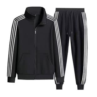 Trendy Spring/Autumn Sportswear Set for Men and Women with Three Stripes, Casual Running Suit, Open-Front Jacket and Long Pants Two-Piece Set