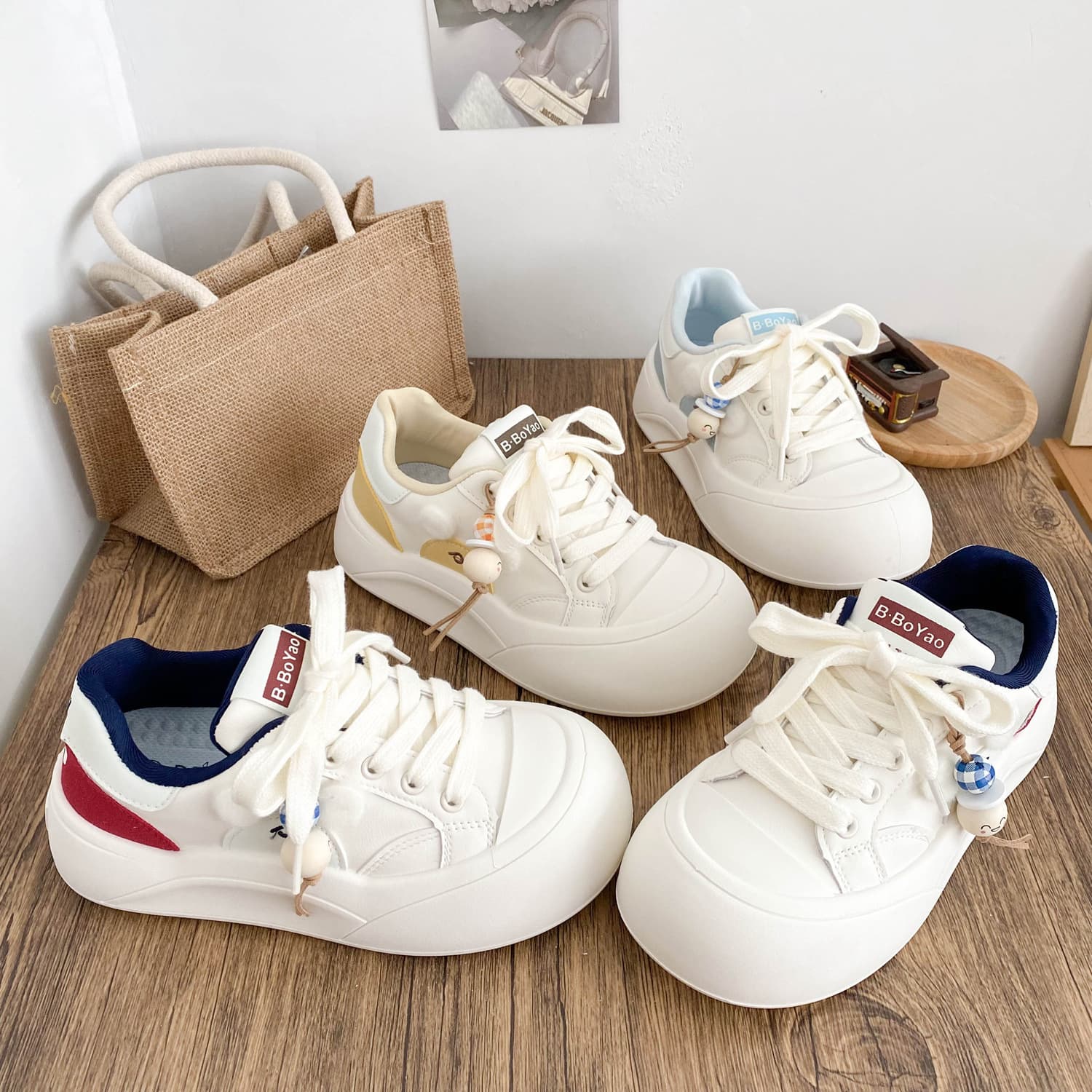 FY-257 Original Cute Niche Bread Shoes Women's Shoes 2025 New Autumn White Sneakers Trendy Versatile Sneakers