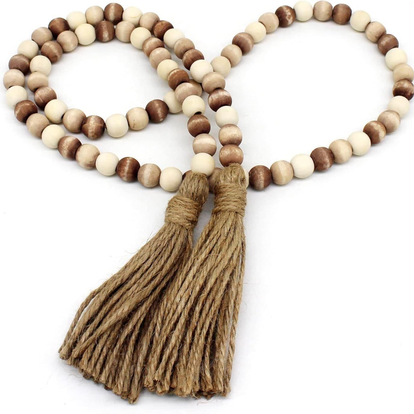Original Wooden Beads Garland Wooden Beads Tassel Hanging Ornament Home Rustic Style Decoration Easter Tray Decoration