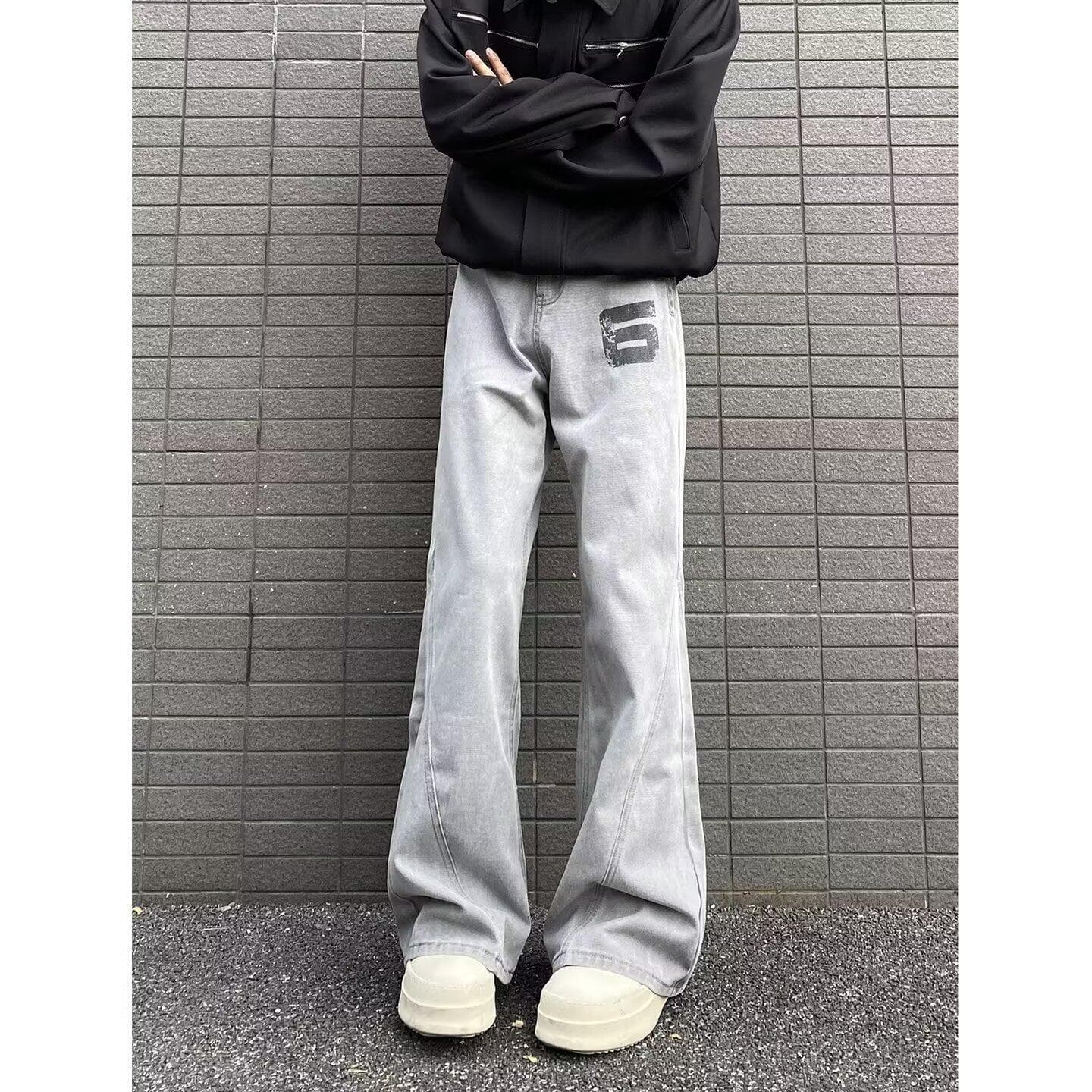 Cross-border American high street distressed washed micro-cut deconstructed jeans for men and women loose casual floor-length trousers trend
