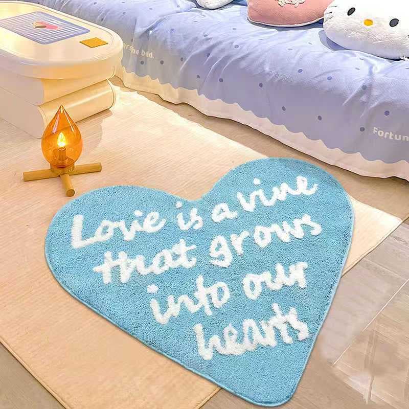 ins love letter carpet bathroom non-slip floor mat flocking bathroom door absorbent mat bedroom decorative carpet