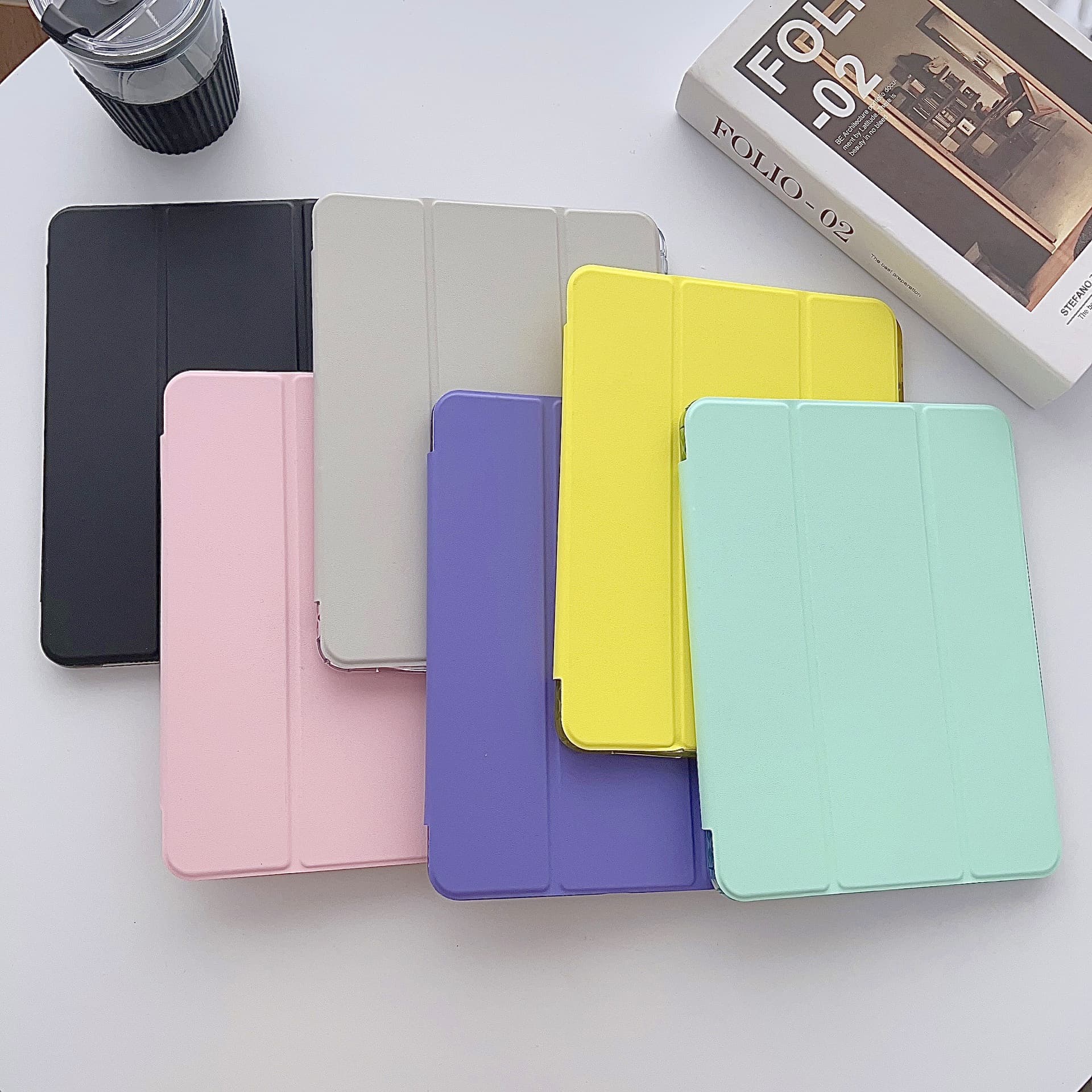 Compatible with Apple iPad Air 6 13-inch 2024 Tri-fold Silicone Colored Acrylic Pencil Slot Protective Case S9FE