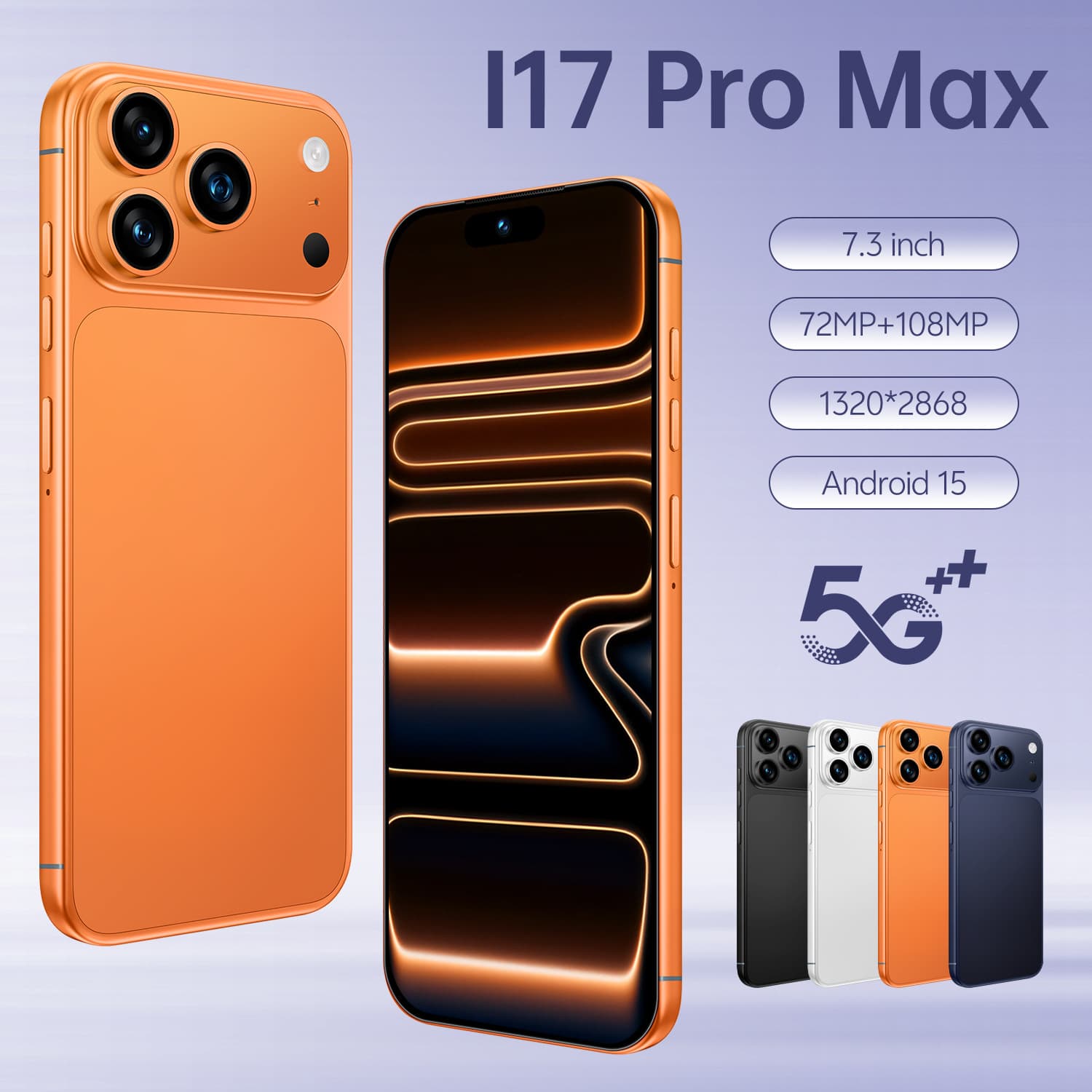 2025 Hot Selling Cross-Border Phone I17 Pro Max True 4G 7.3 Inch Large Screen 4+64 Global Unlocked