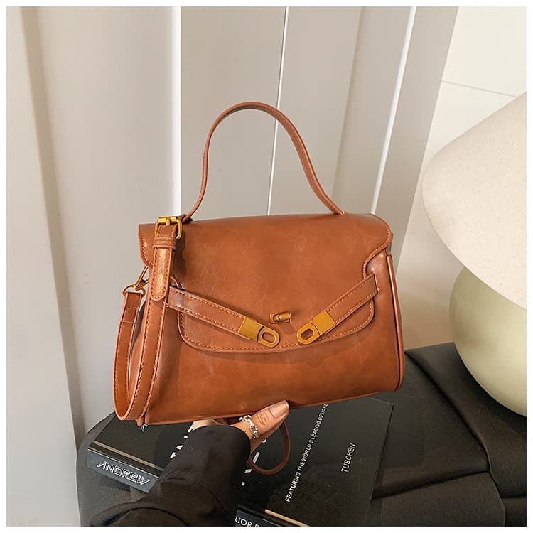 Vintage Matte Kelly Bag Premium Bags Commuter Women's Shoulder Crossbody Bag Large Capacity Lock Clasp Trendy Handbag