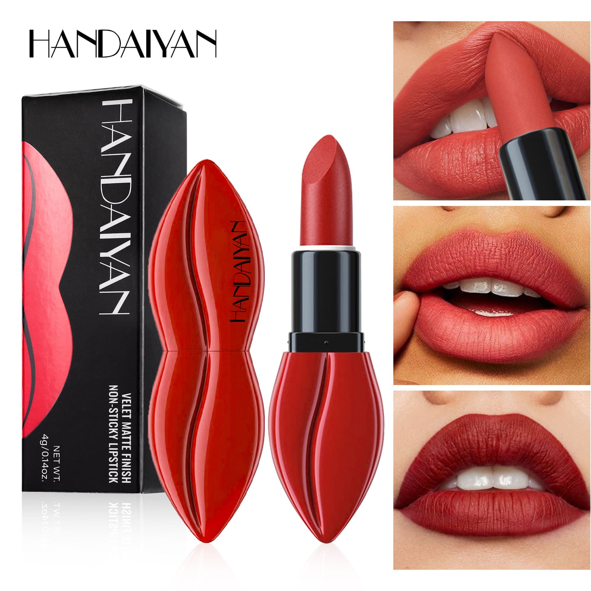 Cross-border matte lipstick non-stick cup HANDAIYAN lipstick easy to color long-lasting waterproof 6-color lipstick