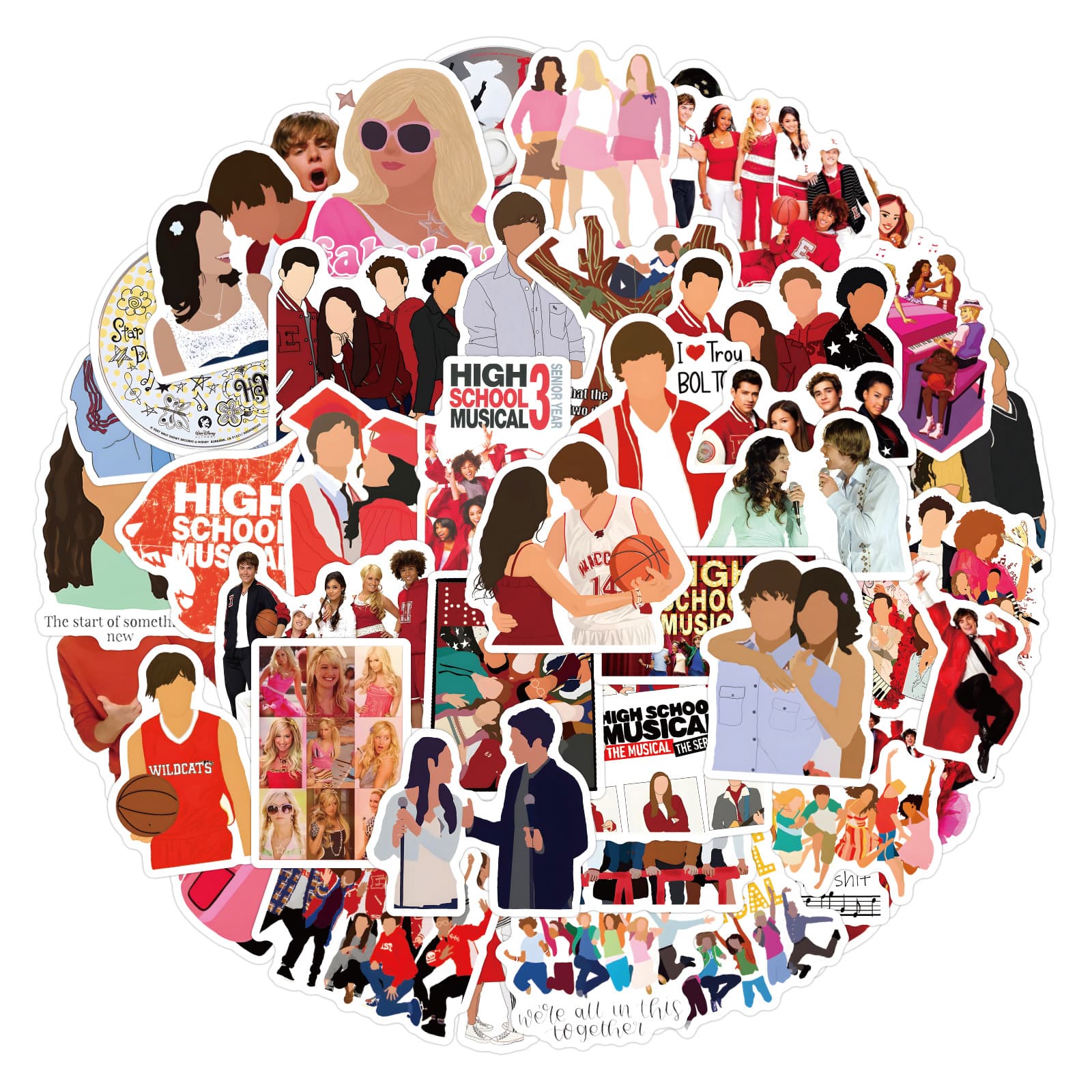 55 New High School Musical Cross-Border Personality Trendy Graffiti Stickers DIY Waterproof Decals