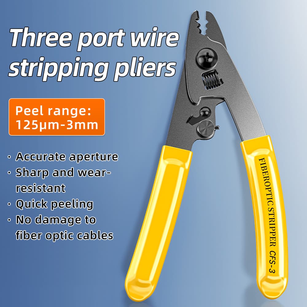 Fiber Optic Three-Hole Miller Stripper CFS-3 Cable Stripping Pliers, Stripping Tool for Patch Cord Coating Layer