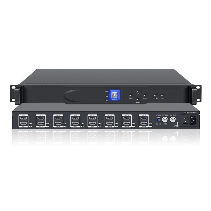 16-Channel HDMI to RF Agile Frequency Modulator CATV Cable TV Front-End Hotel Digital to Analog Conversion
