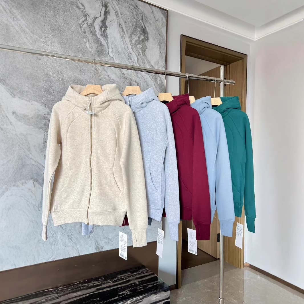 Women's Fall/Winter Fleece-Lined Full-Zip Hoodie, Slim Fit Hooded Jacket for Yoga, Sports, and Daily Wear