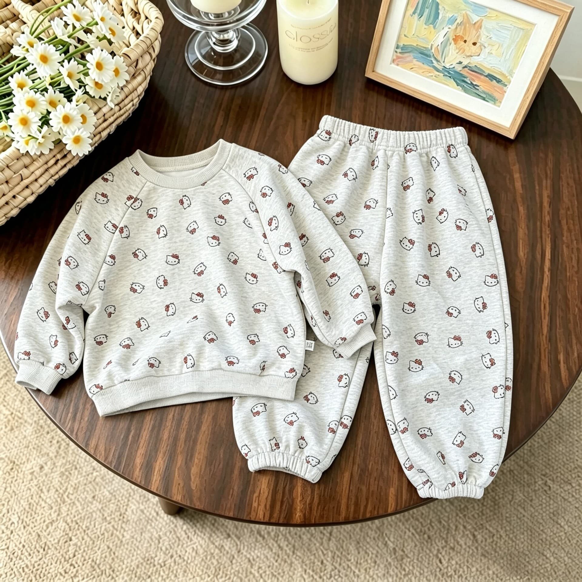 Children's clothing girls autumn children's pure cotton long-sleeved sweatshirt cartoon cute super cute children's suit baby girl autumn clothing