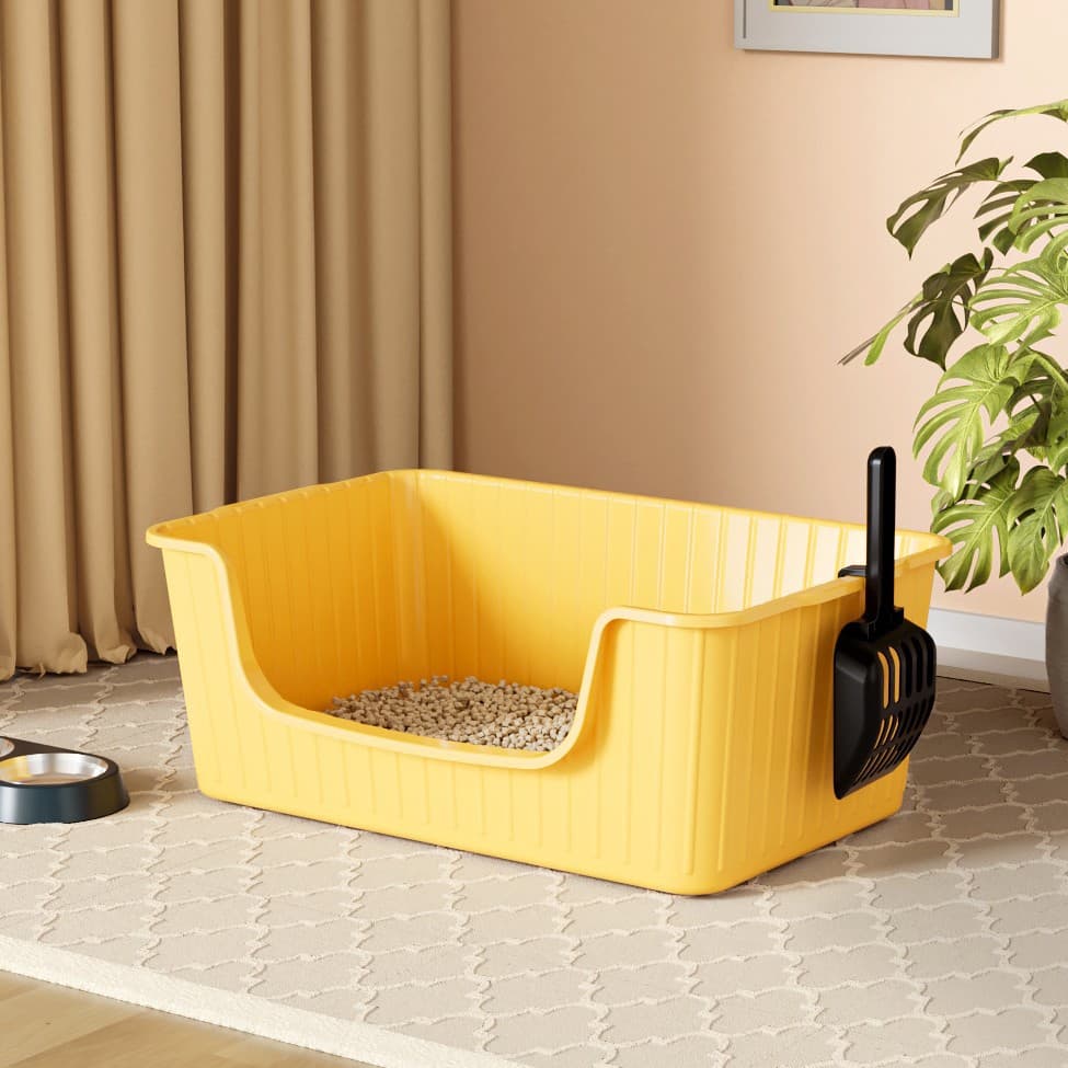 Extra Large Cat Litter Box Anti-Splash Odor-Proof Semi-Enclosed Open Design Giant Pet Litter Tray