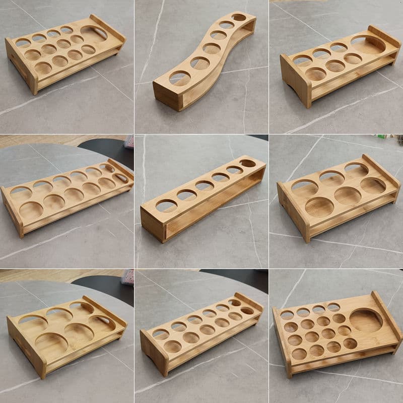 Wooden wine glass tray, bamboo bullet cup holder, white wine cup holder, liquor cup holder, wine divider, one cup holder