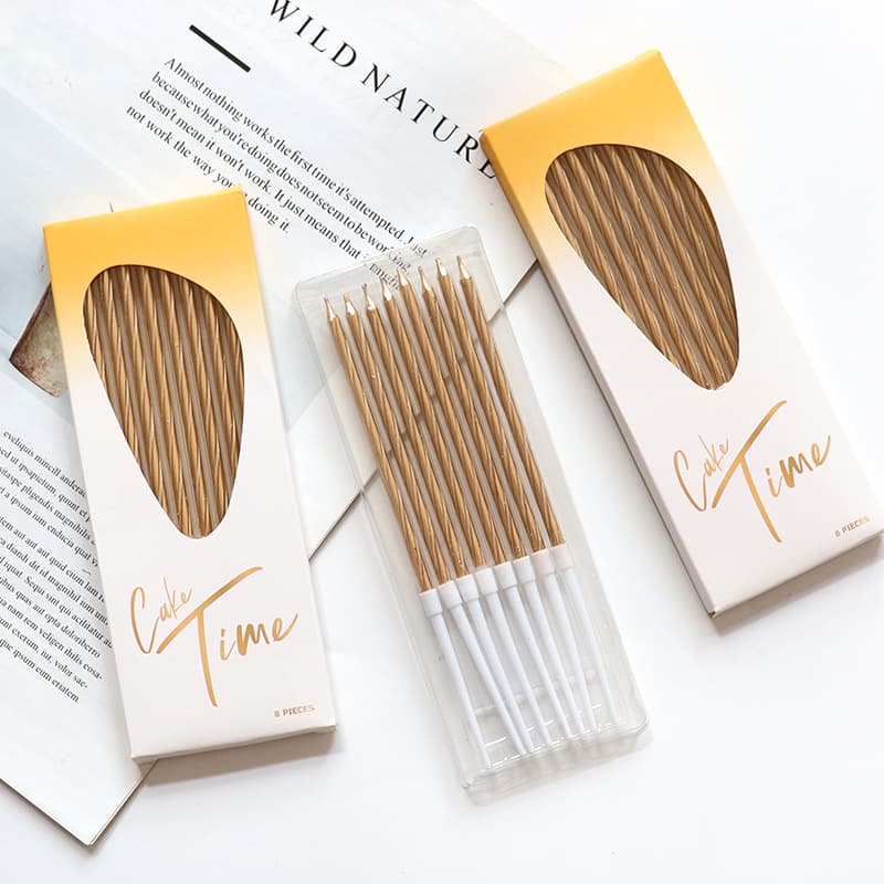 Children's Birthday Candles Electroplated Champagne Gold Spiral Wax Cute Cake Colorful Candles Party Decoration