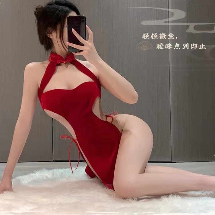 Chiyumo New Sexy Lingerie Women Velvet Cheongsam Lingerie Uniform Passionate Clothing Seductive Lingerie Set