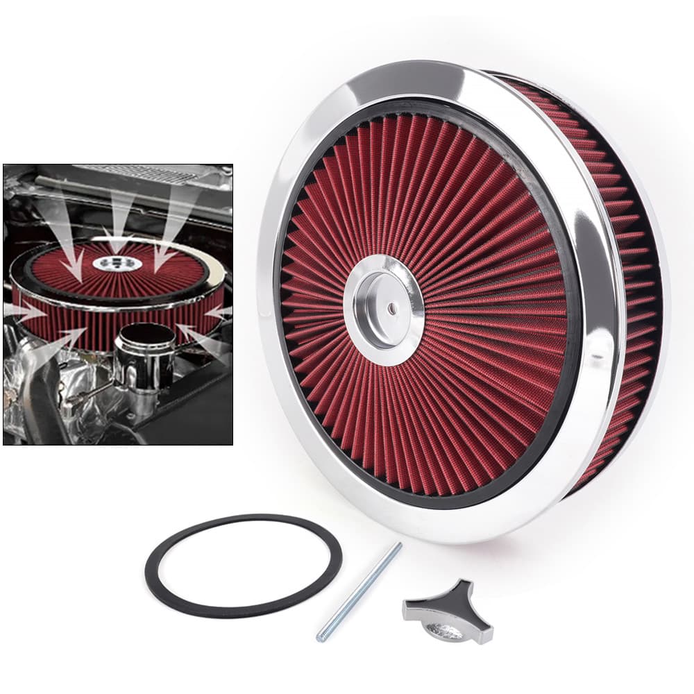 Automotive 14 x 3 Inch Round Washable Air Filter High Flow Filter 14X4 Inch