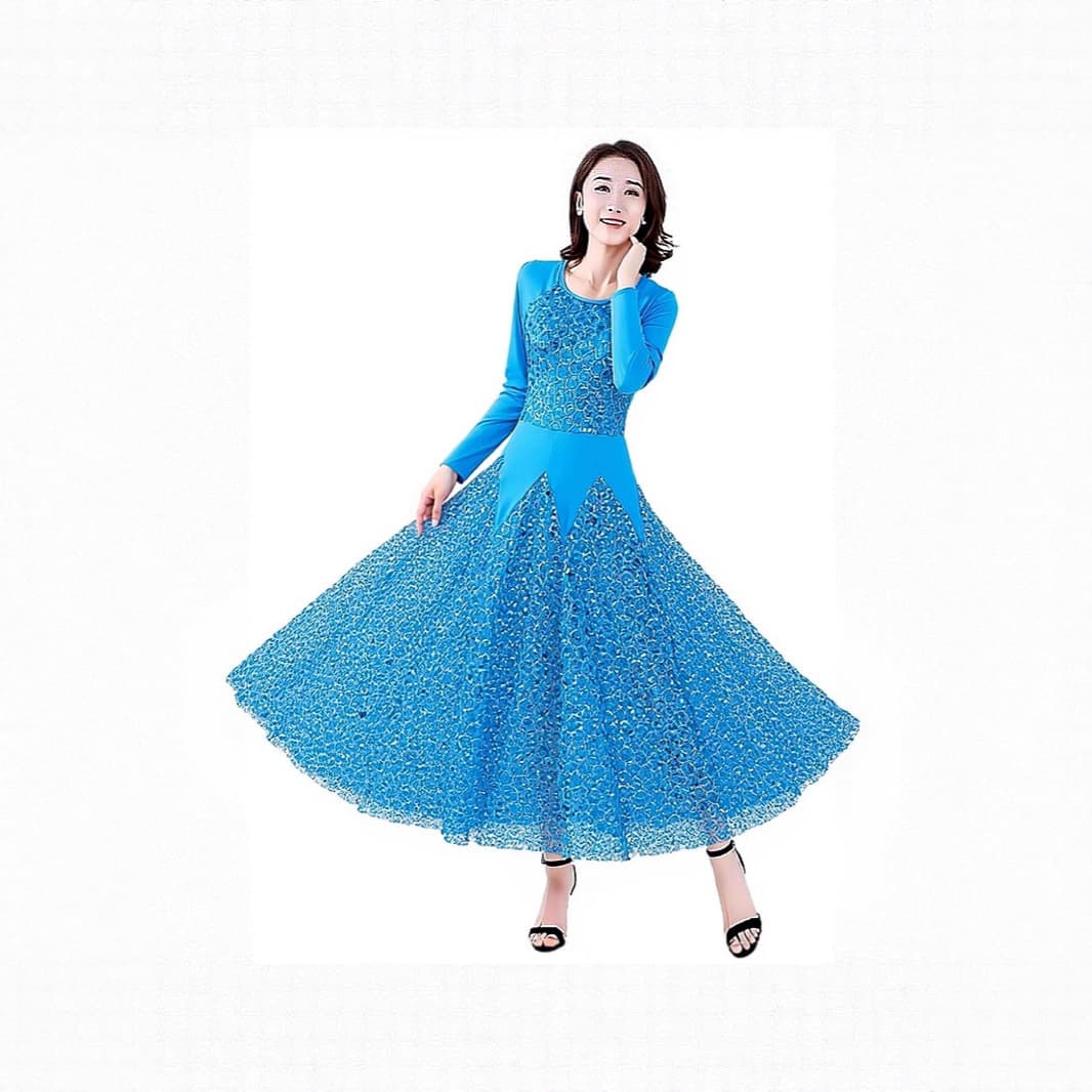 Modern dance dress, full skirt, long sleeves, performance costume, ballroom dance costume, modern dance