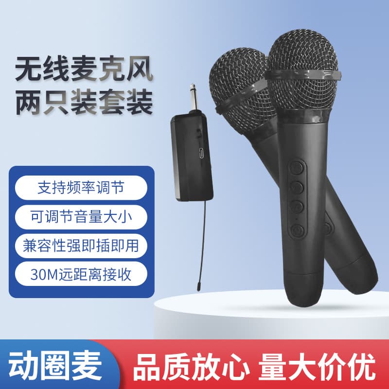 Universal Microphone Set for Singing, Live Streaming, and Sales Calls – Plug-and-Play Handheld Wireless Microphone, One-to-Two