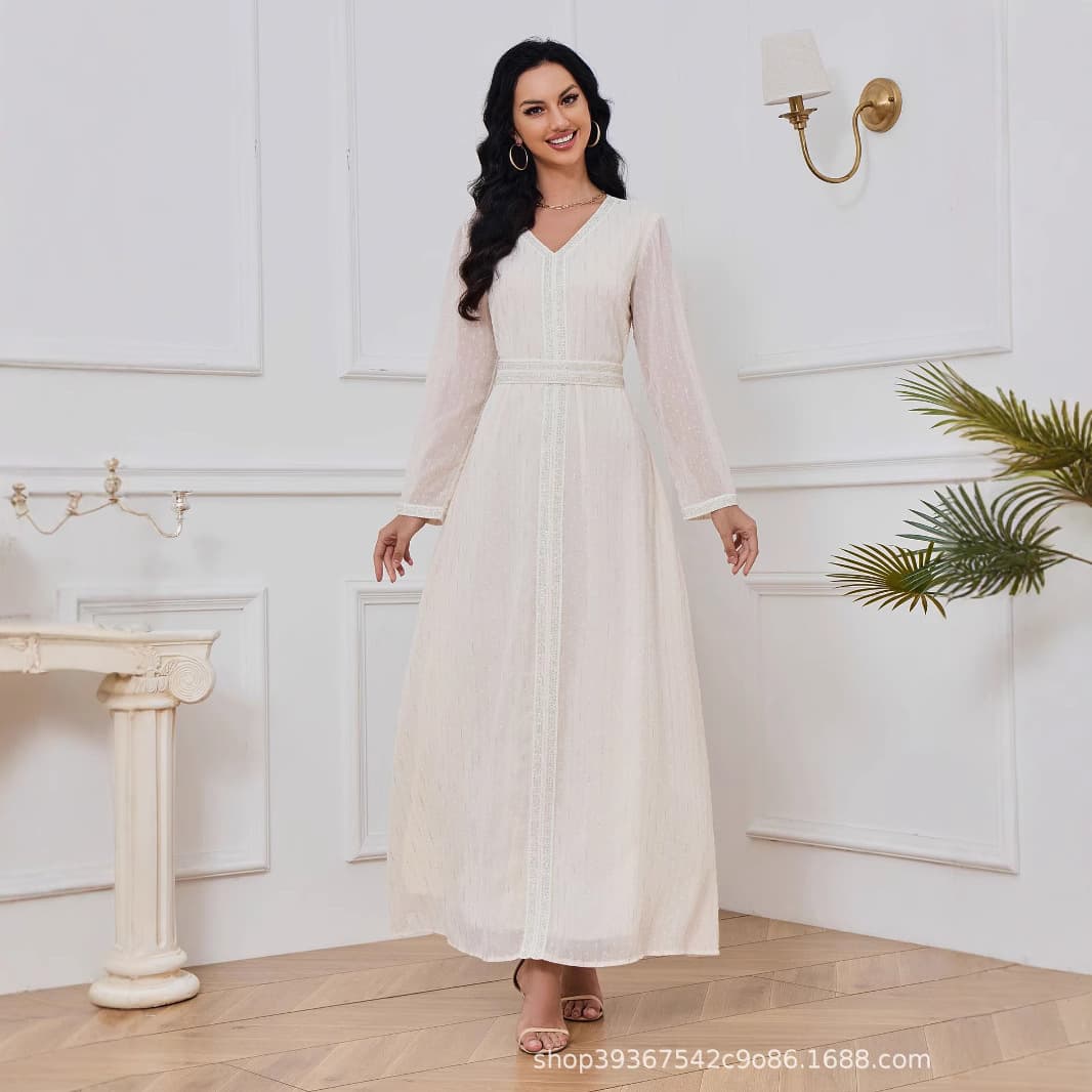 Mt078 New Cross-Border Foreign Trade Dress Women's Gold-Stamped Long Dress